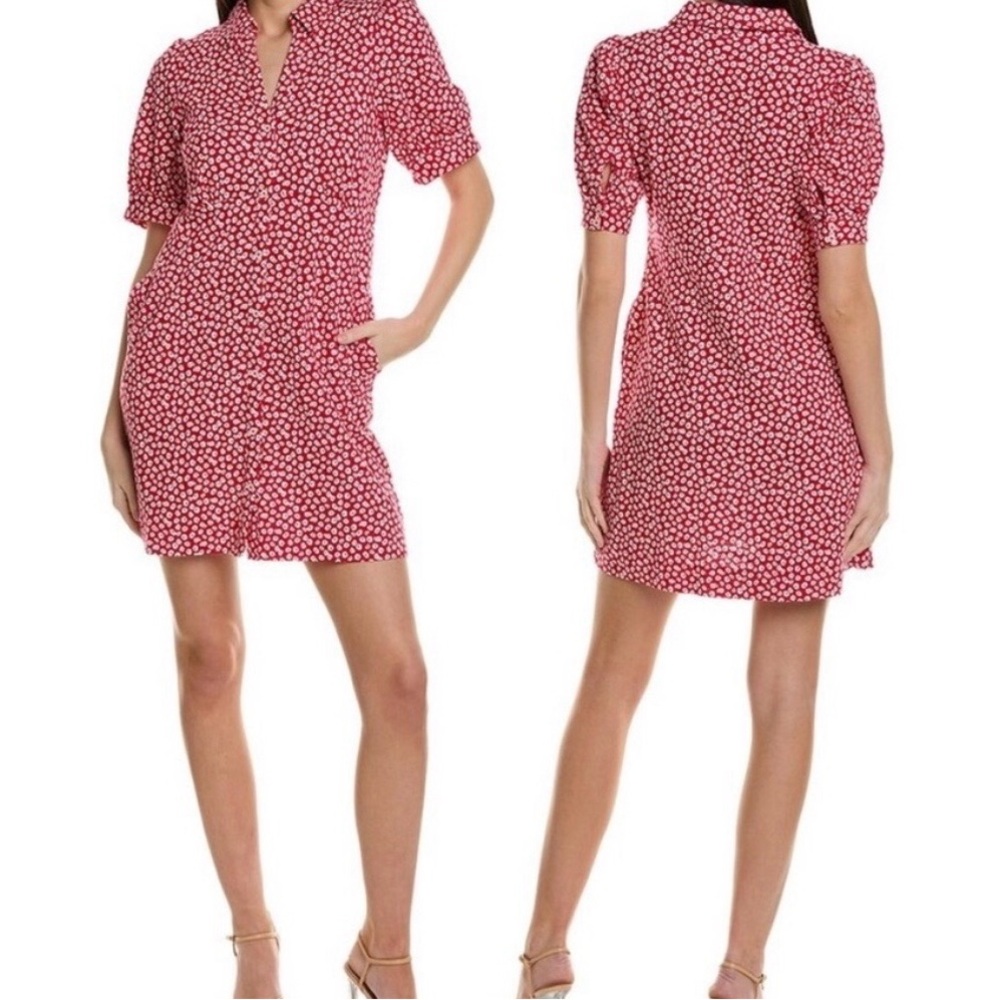 Boden Red and White button frontMini Dress